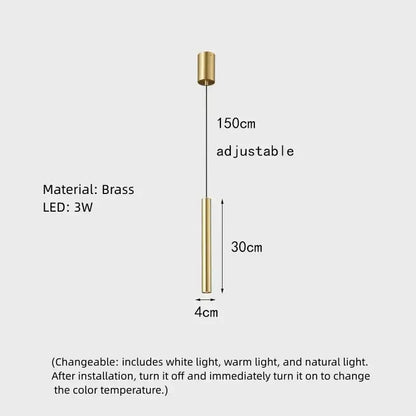 Elegant brass pendant light with adjustable matte black cylindrical design and 3w led bulb for dining room decorbites elegant brass