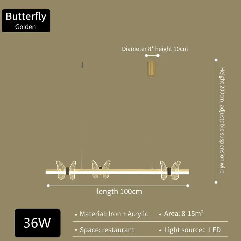 Elegant butterfly flower chandelier in gold iron and acrylic with led lights for modern dining room decorbites elegant butterfly