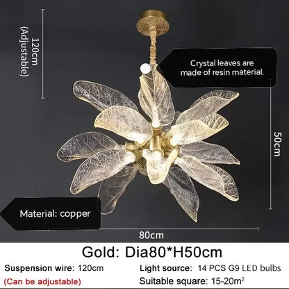 Elegant copper chandelier light with gold leaf resin petals and copper frame for dining room decorbites elegant copper style