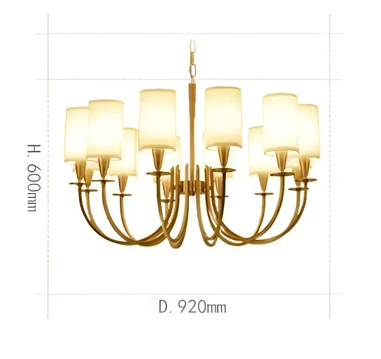 Elegant copper chandelier lights with twelve frosted glass shades and a gold-toned curved metal frame decorbites copper chandelier