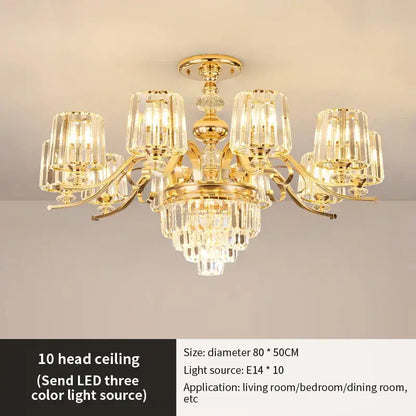 Gold-toned decorbites elegant crystal chandelier with ten crystal-encased LED lights and tiered cascading design for living room lighting