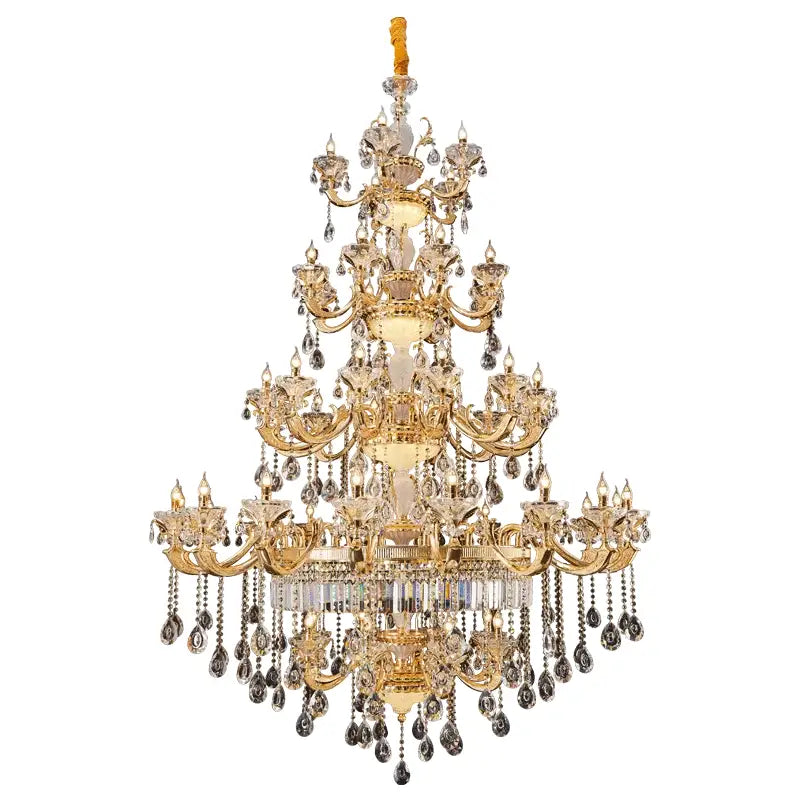 Elegant crystal chandelier gold tiered light with multiple crystal droplets and ornate arms for living room decorbites elegant crystal