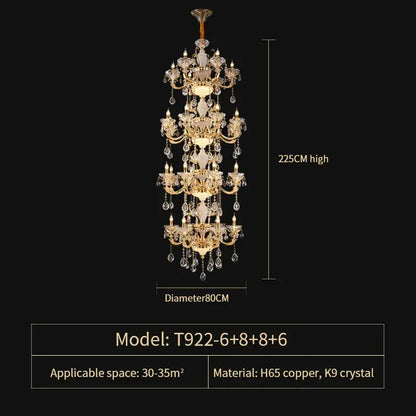Elegant crystal chandelier gold tiered light with h65 copper frame and k9 crystal droplets for living room decorbites elegant crystal