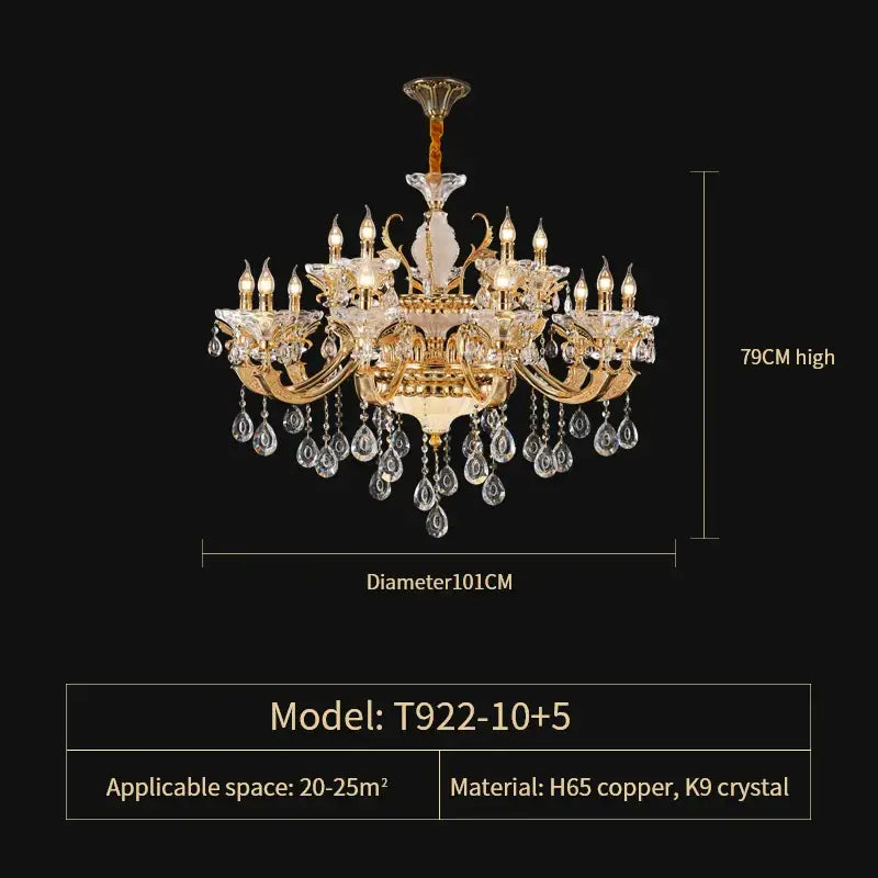 Elegant crystal chandelier gold tiered light featuring gold-toned h65 copper and k9 crystal for living room decorbites elegant crystal