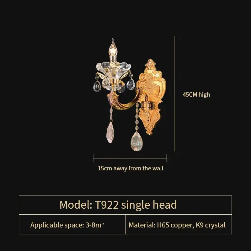Gold-toned decorbites elegant crystal wall sconce with clear and pink k9 crystal droplets for living room decor