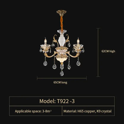 Elegant crystal chandelier by decorbites with gold-toned ornate arms and k9 crystal pendants for living room decor