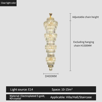 Elegant crystal hollow gold chandelier with clear crystal elements and electroplated finish for luxurious decorbites decor