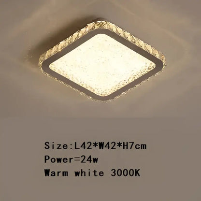 Elegant crystal round ceiling lamp featuring a square ceiling lamp with sparkling crystal border and warm white light