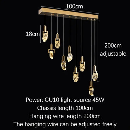 Gold-toned decorbites elegant diamond crystal chandelier with seven faceted pendants for dining room pendant light