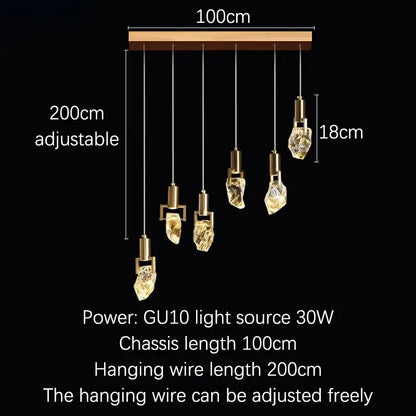 A modern decorbites elegant diamond crystal chandelier with a 100cm wooden bar and five gold crystal pendant lights