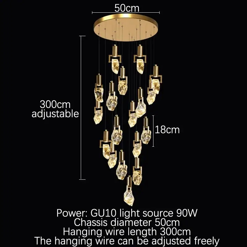 Gold-toned decorbites elegant diamond crystal chandelier with faceted crystal pendants for dining room pendant light decor