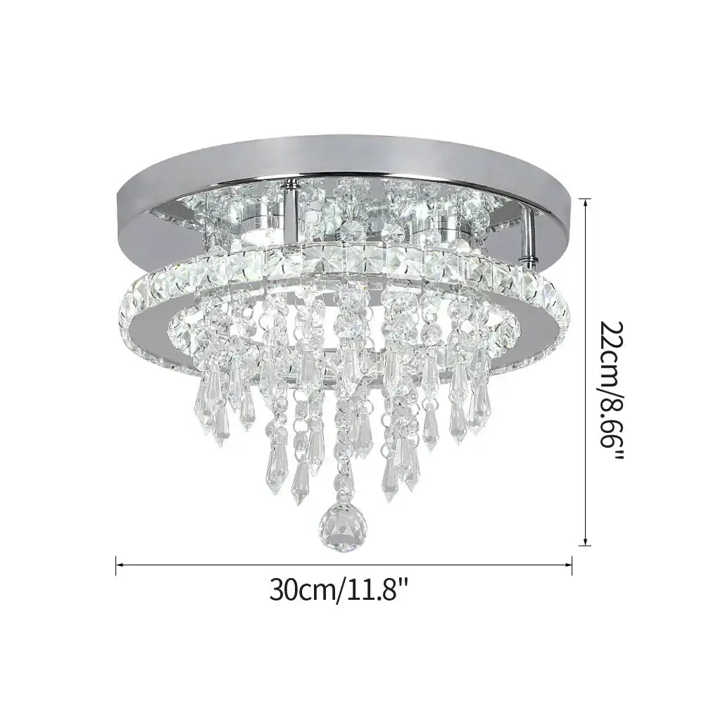 Elegant diamond crystal led ceiling chandelier with chrome finish and clear crystal droplets for living room lighting