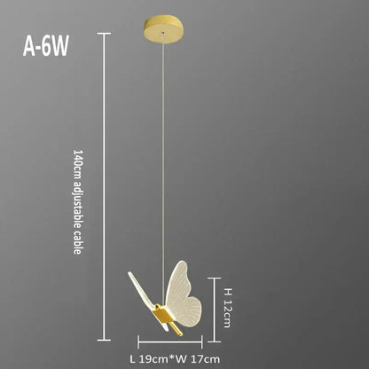 Elegant gold butterfly pendant lamp with translucent wings and sleek modern design for bedroom decorbites butterfly pendant
