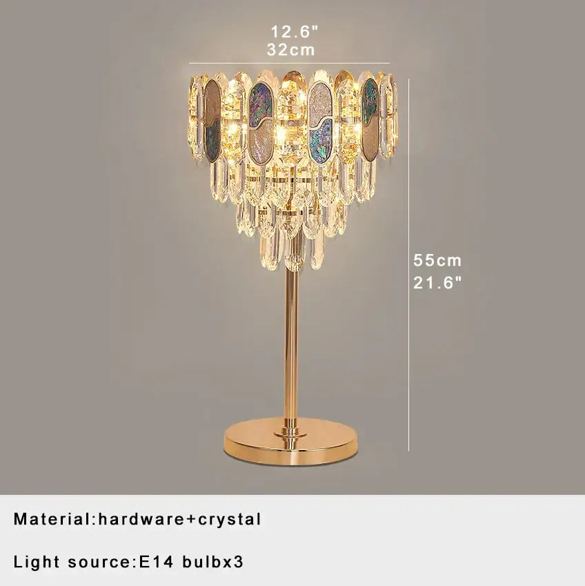 Elegant gold crystal bar table lamp with cascading clear iridescent panels for refined decorbites crystal bar table use