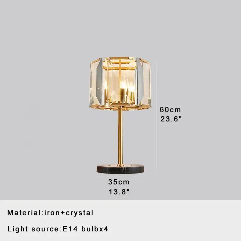 Elegant gold crystal bar table lamp with faceted crystal shade and black marble base for dining room decorbites decor
