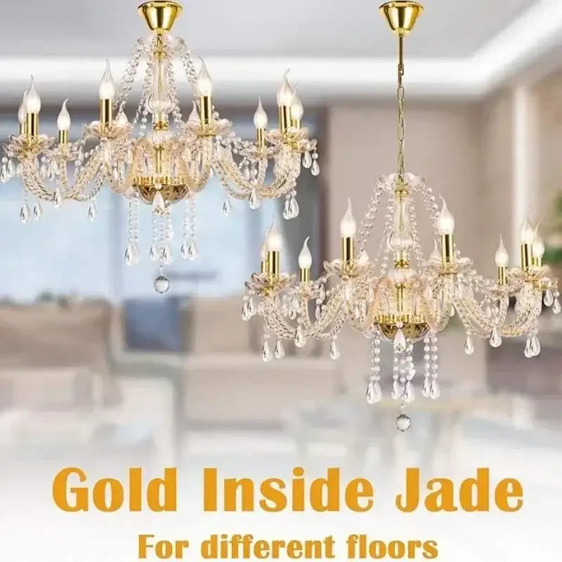 Elegant gold crystal candelabra pendant chandelier with ornate arms and clear crystal droplets for dining room decorbites crystal candelabra