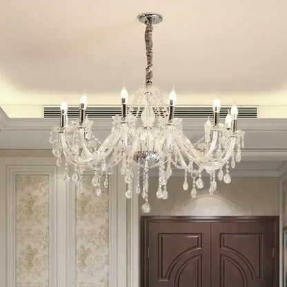Elegant gold crystal candelabra pendant chandelier with multiple arms and teardrop crystals for dining room decorbites crystal candelabra