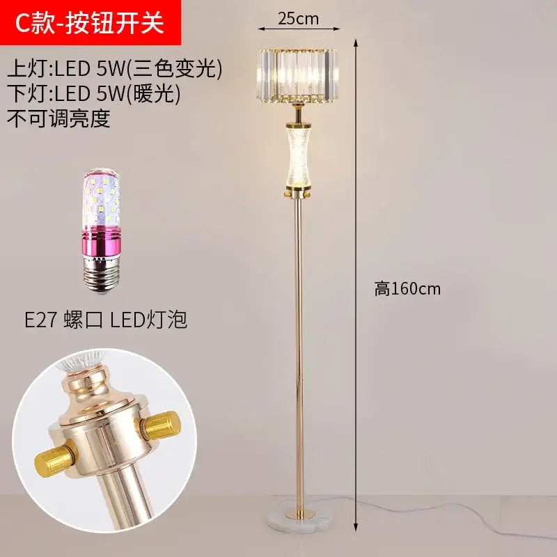 Elegant gold decorbites crystal desk lamp with crystal-encrusted top, curved stem, marble base, and warm led lighting