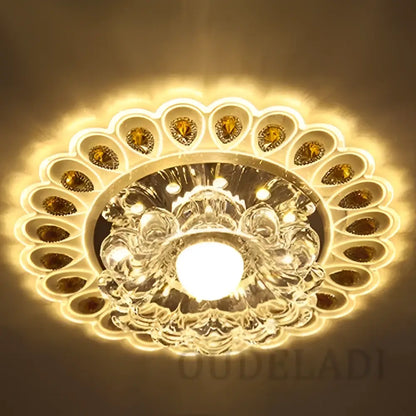 Elegant gold crystal glass led ceiling light with petal-shaped glass elements and warm amber accents for living room decorbites ceiling light