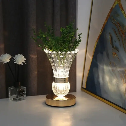 Elegant gold decorbites crystal led vase with faceted fluted design and warm internal glow for bedroom decorbites crystal led