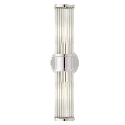 Elegant gold crystal led wall lights featuring vertical glass rods in polished chrome trim for modern decorbites crystal led wall lighting