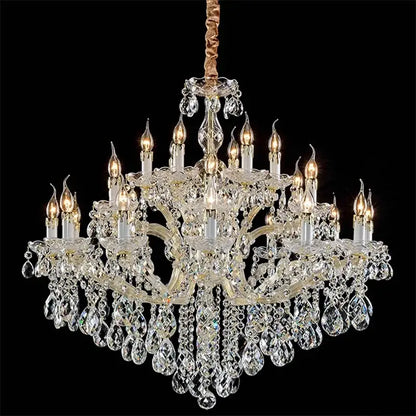 Elegant gold decorbites crystal candle chandelier with intricate metalwork and teardrop crystals for villa hall decor