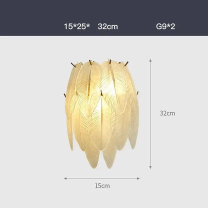 Elegant gold glass feather led hanging chandelier with intricate leaf detailing for foyer lighting