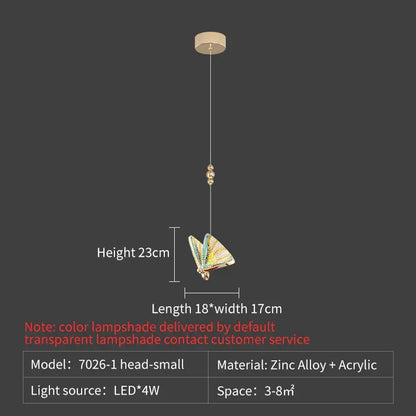 Elegant gold iridescent butterfly stairs bar pendant light with translucent acrylic shade and zinc alloy frame for decorbites