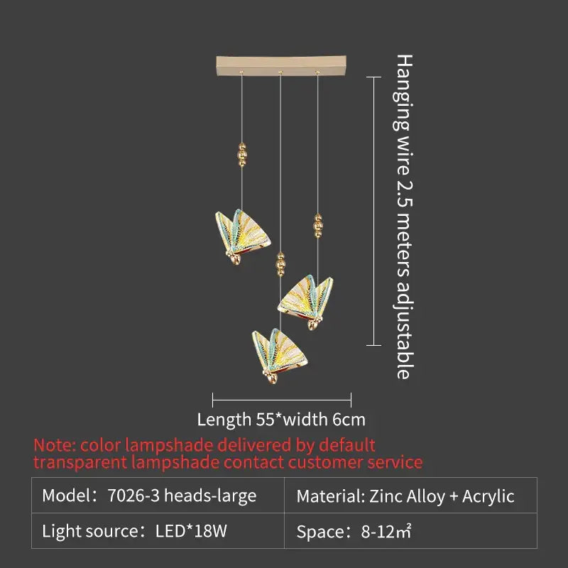 Elegant gold iridescent pendant light with colorful butterfly stairs bar lampshades for stylish bedroom decorbites butterfly stairs