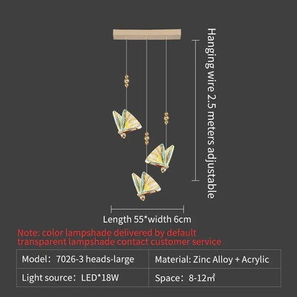 Elegant gold iridescent pendant light with colorful butterfly stairs bar lampshades for stylish bedroom decorbites butterfly stairs