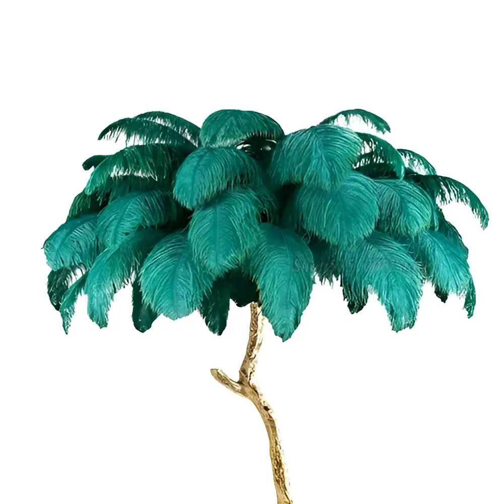 Elegant gold decorbites elegant ostrich floor lamp features an emerald green ostrich feather tree with gold-toned branches