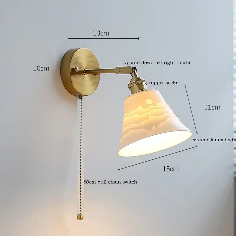 Elegant gold ruffled ceramic led wall light with brass finish and wave-textured ceramic shade for decorbites ceramic led wall decor
