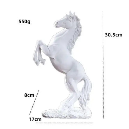 Elegant white horse resin sculpture with detailed mane and tail on textured base for decorbites horse resin decor