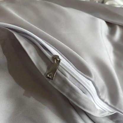 Silver-toned zipper with metallic pull tab on elegant ivory floral eucalyptus fiber bedding set for decorbites eucalyptus fiber