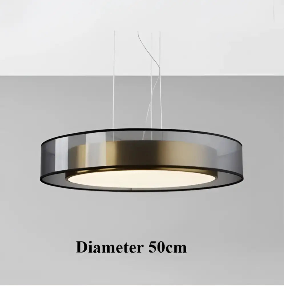 Elegant led dual purpose chandelier with a sleek gold frame and transparent glass shade for living room lighting