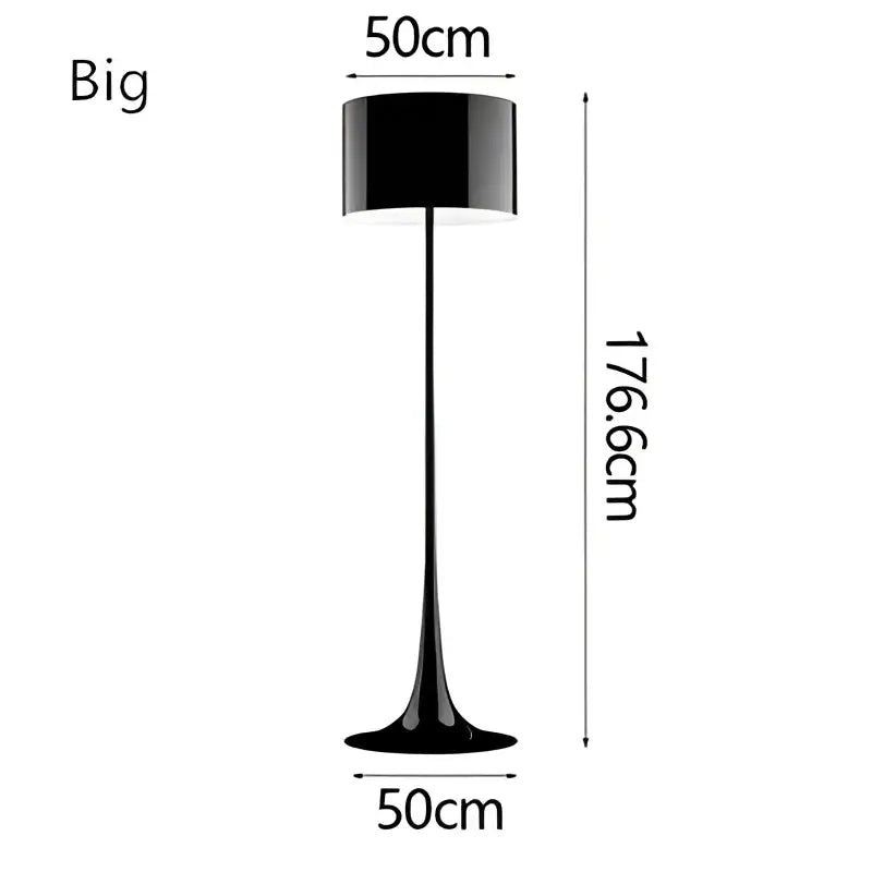 Black glossy elegant mushroom floor lamp with sleek modern design and matching base for warm living room decorbites decor
