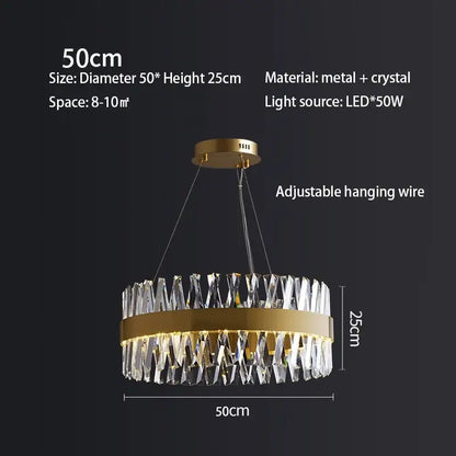Elegant oval brushed gold rings crystal chandelier with clear prism crystals and led light for dining room decorbites brushed gold