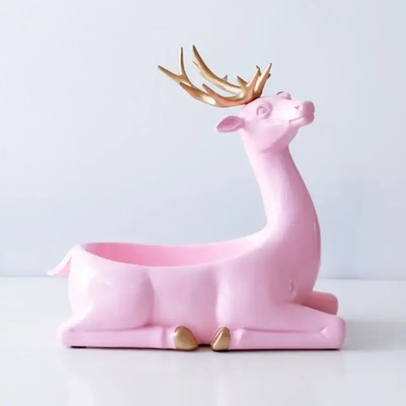Pink ceramic deer planter with gold antlers and hooves elegant resin deer key holder decorbites elegant resin
