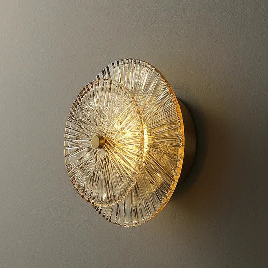 Elegant glass wall sconce with clear ribbed glass and gold-toned metallic base for decorbites elegant glass wall decorbites elegant glass wall