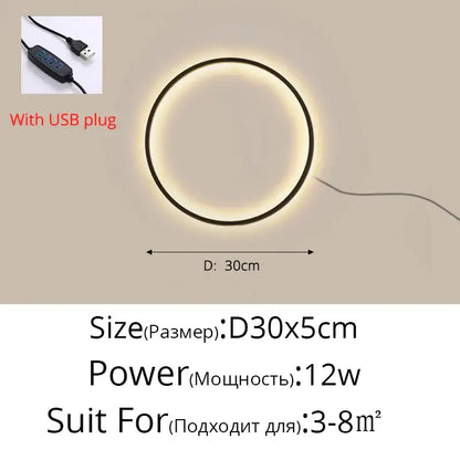 Elegant round wall sconces with a circular led light, sleek black frame, and warm glowing illumination for bedroom decorbites