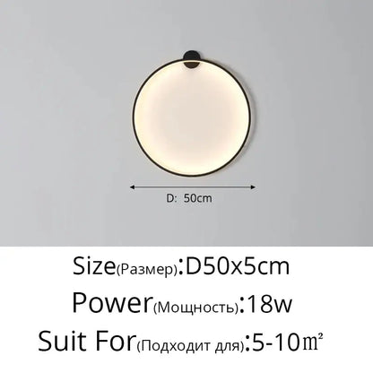 Elegant round wall sconces by decorbites featuring a 50cm black frame with soft diffused glow for indoor lighting