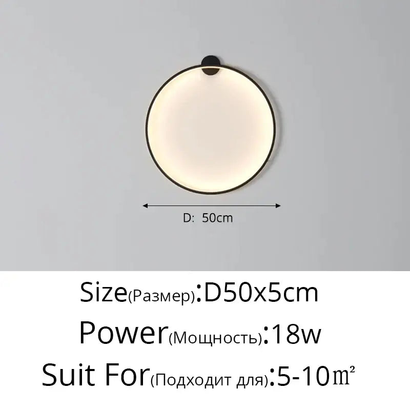 Elegant round wall sconces by decorbites featuring a 50cm black frame with soft diffused glow for indoor lighting