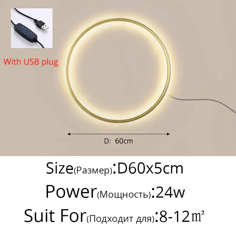 Elegant round gold wall sconce with led glowing ring design and integrated usb plug for bedroom indoor lighting decorbites wall sconces