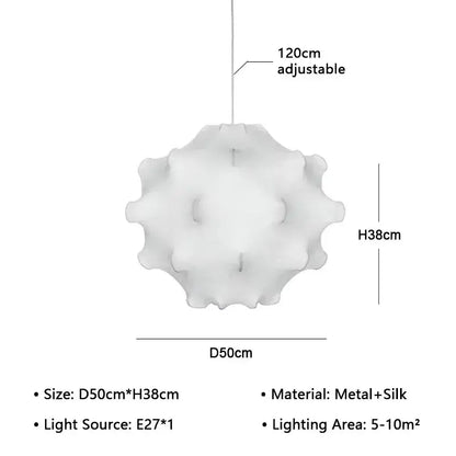 White spherical pendant lamp with textured silk and metal petal design for living room decorbites elegant silk pendant
