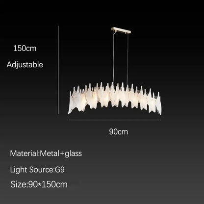 Elegant white feather cloud mist glass chandelier with adjustable metal frame and translucent shades for bedroom decorbites cloud mist
