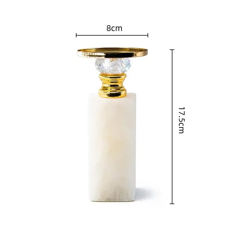 Elegant white marble candle holder with gold base and crystal accent perfect for decorbites gold marble candle decor