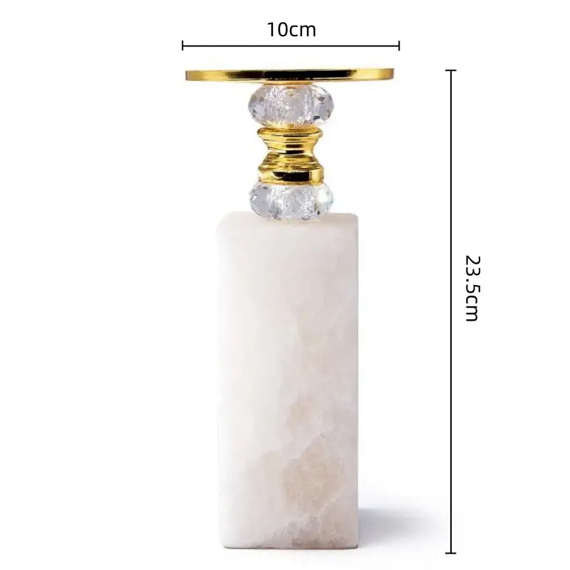 Elegant white and gold marble candle holder with crystal beads decorbites gold marble candle for dining room decor