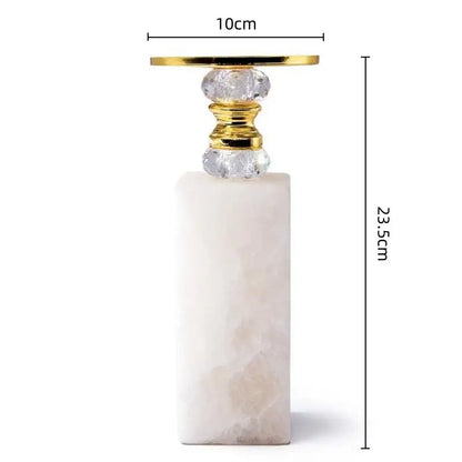 Elegant white and gold marble candle holder with crystal beads decorbites gold marble candle for dining room decor