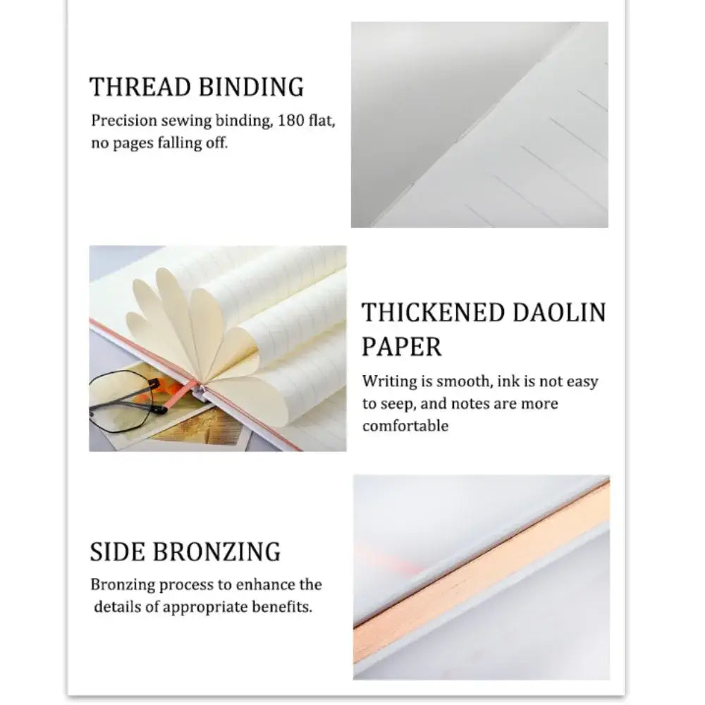 Elegant white decorbites guest book with thread binding thickened daolin paper and side bronzing for wedding reception decor