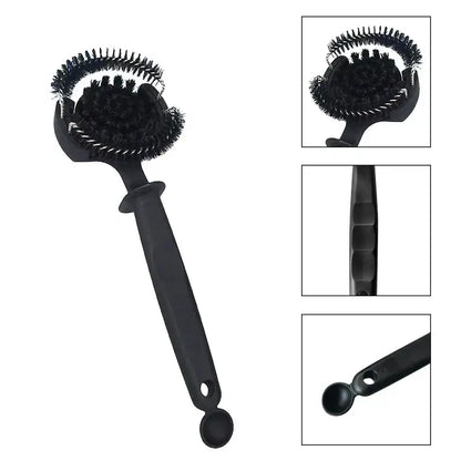 Ergonomic black plastic coffee machine cleaning brush with long handle and integrated measuring spoon for decorbites coffee machine